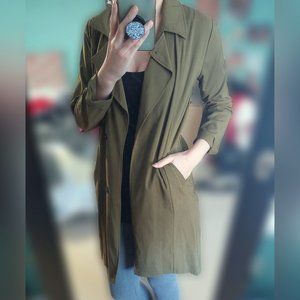 Army Green Trench Coat Real Pockets